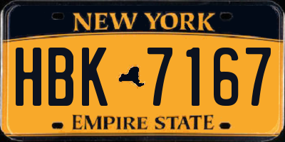 NY license plate HBK7167