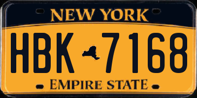 NY license plate HBK7168