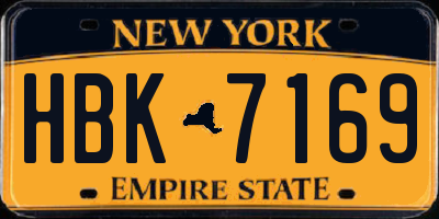 NY license plate HBK7169
