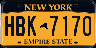 NY license plate HBK7170