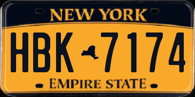 NY license plate HBK7174
