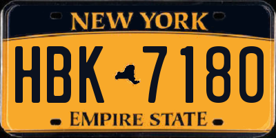 NY license plate HBK7180