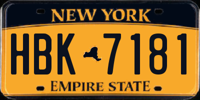NY license plate HBK7181