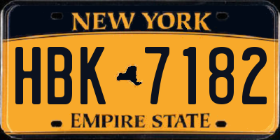 NY license plate HBK7182