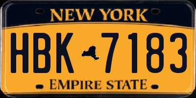 NY license plate HBK7183