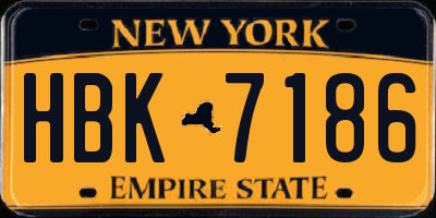 NY license plate HBK7186