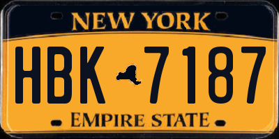 NY license plate HBK7187