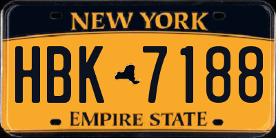 NY license plate HBK7188
