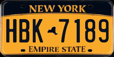 NY license plate HBK7189
