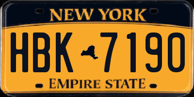 NY license plate HBK7190