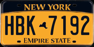 NY license plate HBK7192