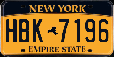 NY license plate HBK7196