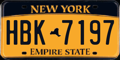 NY license plate HBK7197