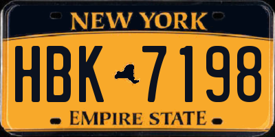 NY license plate HBK7198