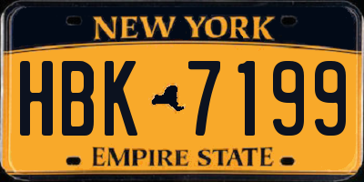 NY license plate HBK7199
