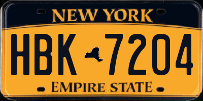 NY license plate HBK7204