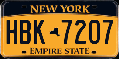 NY license plate HBK7207