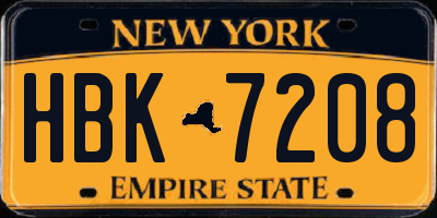 NY license plate HBK7208