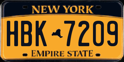 NY license plate HBK7209