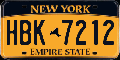 NY license plate HBK7212