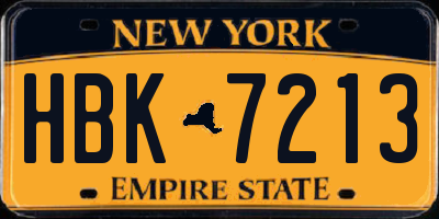 NY license plate HBK7213