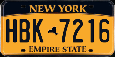 NY license plate HBK7216