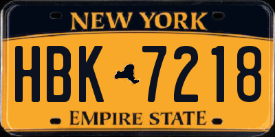 NY license plate HBK7218