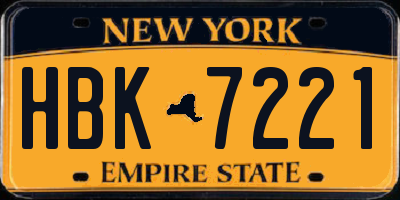 NY license plate HBK7221