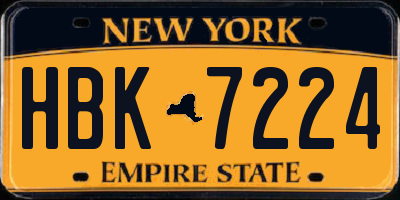 NY license plate HBK7224