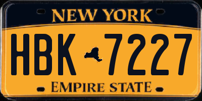 NY license plate HBK7227