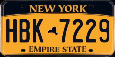 NY license plate HBK7229