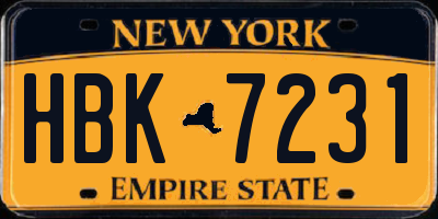 NY license plate HBK7231