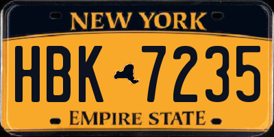 NY license plate HBK7235