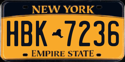 NY license plate HBK7236