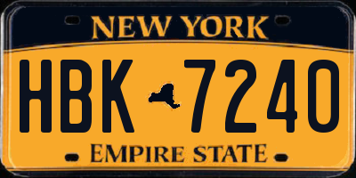 NY license plate HBK7240
