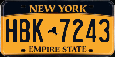 NY license plate HBK7243