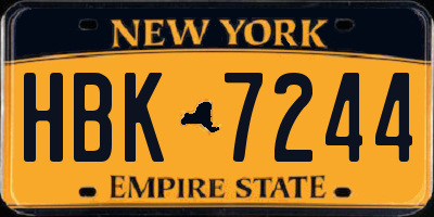 NY license plate HBK7244