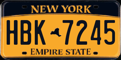 NY license plate HBK7245