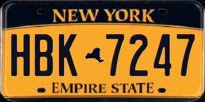 NY license plate HBK7247
