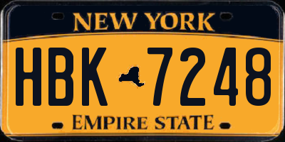 NY license plate HBK7248