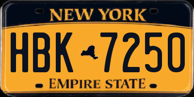 NY license plate HBK7250