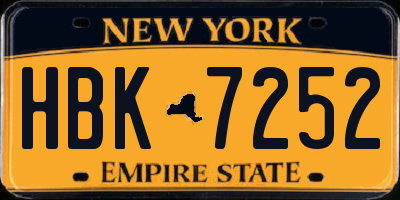 NY license plate HBK7252