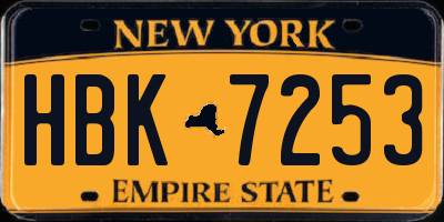 NY license plate HBK7253