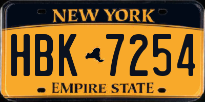 NY license plate HBK7254