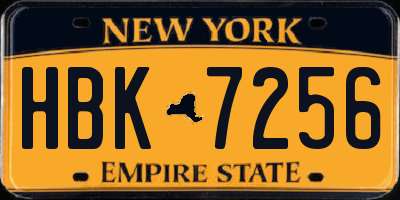 NY license plate HBK7256