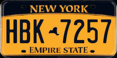 NY license plate HBK7257