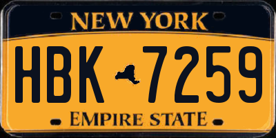 NY license plate HBK7259