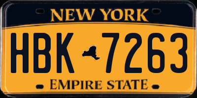 NY license plate HBK7263