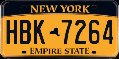 NY license plate HBK7264