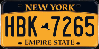 NY license plate HBK7265